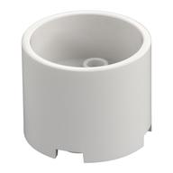Stein rund 3 × 3 × 2 vertieft Mitte mit 2 × 2 Noppen und Achsloch Weiß