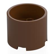 Stein rund 3 × 3 × 2 vertieft Mitte mit 2 × 2 Noppen und Achsloch Rotbraun