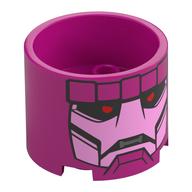 Brick Round 3 × 3 × 2 Recessed Center with 2 × 2 Studs and Axle Hole with Sentinel Face print Magenta