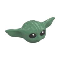 Minifig Head Special, Baby / Toddler, Pointy Ears, Black Eyes print (Grogu / The Child / Baby Yoda) Sand Green