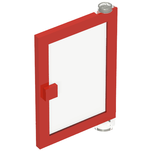 Tür 1 × 4 × 5 rechts mit transparent Glas Rot