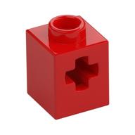 Technic Stein 1 × 1 mit Achsloch Rot