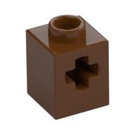 Technic Brick 1 × 1 with Axle Hole Reddish Brown