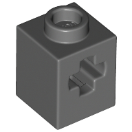 Technic Brick 1 × 1 with Axle Hole Dark Bluish Gray