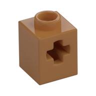 Technic Stein 1 × 1 mit Achsloch Mittelnougat