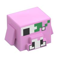 Minifig Head Special, Cube Hog with White Snout, Green, Skull, Eyes print Leuchtrosa