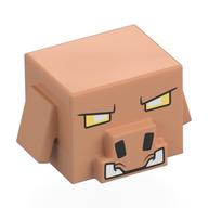 Minifig Head Special, Cube Hog with Semi-Pixelated Yellow/White Eyes, White Fangs, Black Nose print Nougat