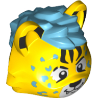 Minifig Head Special, DJ Cheetah with Azure Spots and Mane Print Gelb