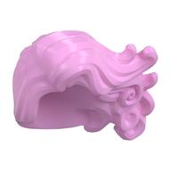 Hair Long Swept Left with Curls Bright Pink