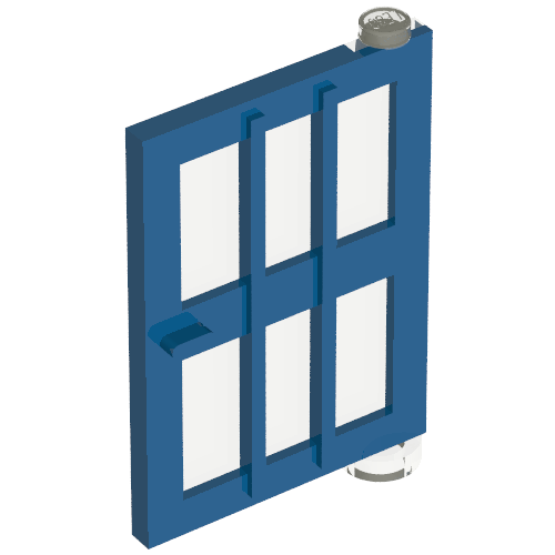 Door 1 × 4 × 5 Right with 6 Panes Blau