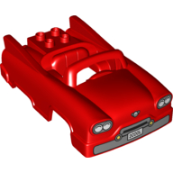 Duplo Car Body 6 × 10 × 3 Convertible with 4 Studs, Grille and Headlights Print Red