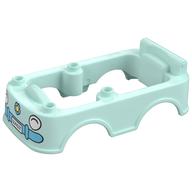 Duplo Car Body, Camper / Bus 6 × 10 × 2 with Headlights, Fender Print Light Aqua