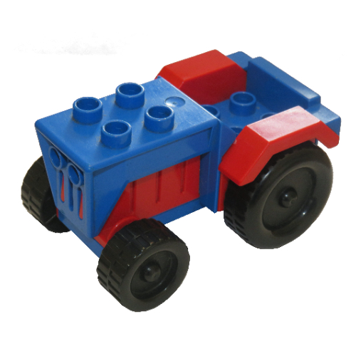 Duplo Tractor with Red Engine and Fenders Blue