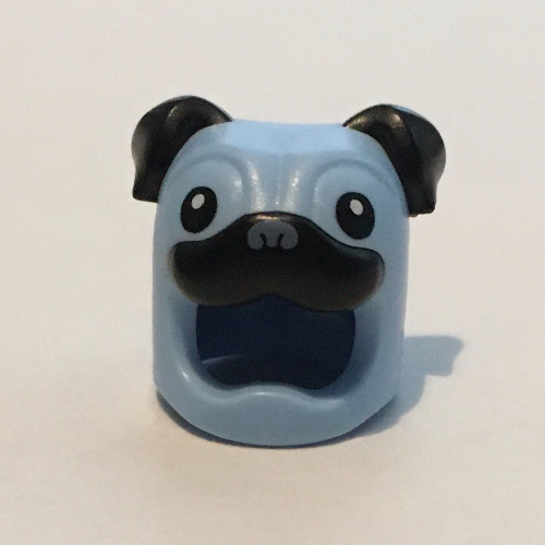 Costume / Mask, Dog, Pug Print Bright Light Blue