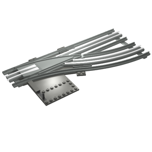 Train Track 12V Switch Point Right, Type 2 - Track Only Light Gray