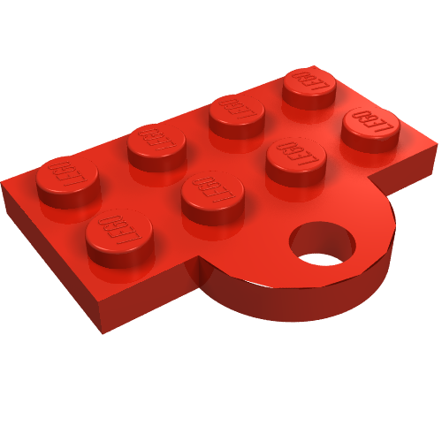 Plate Special 2 × 4 with Train Coupler Closed for Hook Red