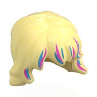 Hair Mid-Length, Wavy with Dark Pink/Dark Azure Streaks print Bright Light Yellow