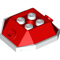 Brick Wedged, Sloped 4 × 4 with Pin Holes and White Underside Pattern (Para-Koopa Shell) Red