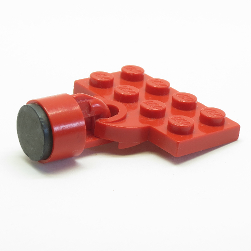Plate Special 2 × 4 with Train Coupler Open with Magnet Short Cylinder Red
