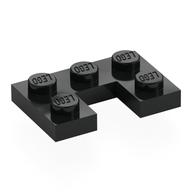 Platte 2 × 3 mit 1 × 1 Aussparung Schwarz