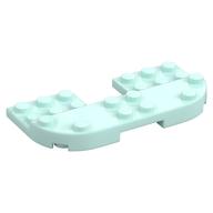 Plate Round Corners Double 4 × 8 with 2 × 2 Cutout and 2 × 8 Raised Studs, Reduces Nubs Light Aqua