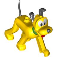 Animal, Dog, Pluto with Green Collar, Black Ears, Nose and Tail, Red Tongue print Yellow