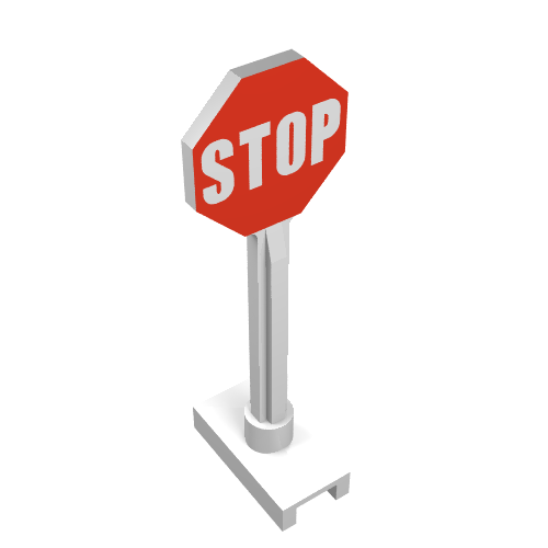 Road Sign Octagon with Stop Sign Print White