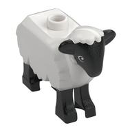 Animal, Sheep with White Wool print Black