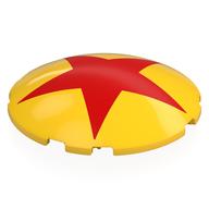 Brick Round Curved 6 × 6 × 1 with Red Star print Yellow