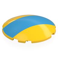Brick Round Curved 6 × 6 × 1 with Dark Azure Stripe print Gelb