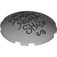 Brick Round Curved 6 × 6 × 1 with Black 'DEADLY NIGHT SHADE' print Hellblaugrau