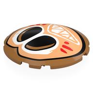 Brick Round Curved 6 × 6 × 1 with Tan Kakamora Face, White Eyes, Mouth, Red Markings print Medium Nougat