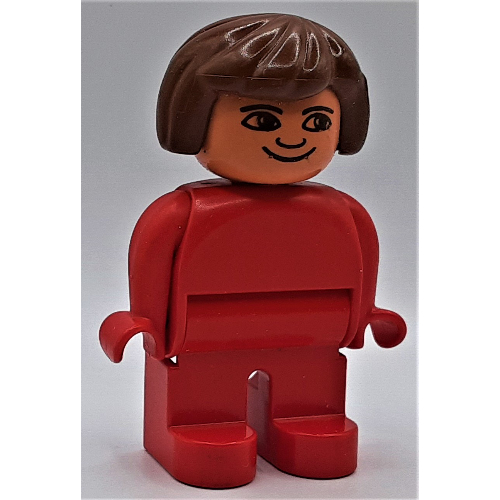 Duplo Figure, Early, Hair Bob Brown, Red Legs, Plain Top Rot