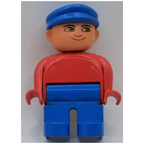 Duplo Figure, Early, with Flat Cap Blue, Blue Legs, Plain Top Rot