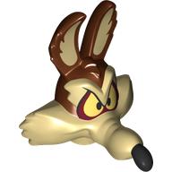 Minifig Head Special, Tan Face, Eyes and Ears print (Wile E Coyote) Reddish Brown