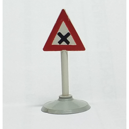 Road Sign Old Triangle with 'X' Print & Type 1 Base White