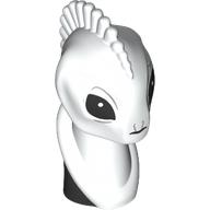Minifig Head Special, Long Neck, Frill, Kaminoan, Black Eyes, Neck print White
