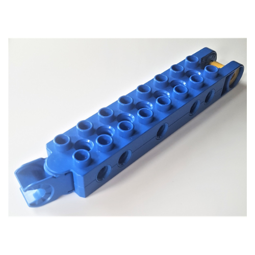 Duplo Toolo Brick 2 × 8 with 10 Side Screw Sockets, Swivel Bracket End and Clip End
