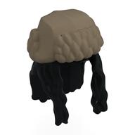 Hair and Hat, Ushanka with Long Black Hair Pattern Dark Tan