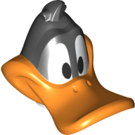 Minifig Head Special with Orange Beak print (Daffy Duck) Schwarz