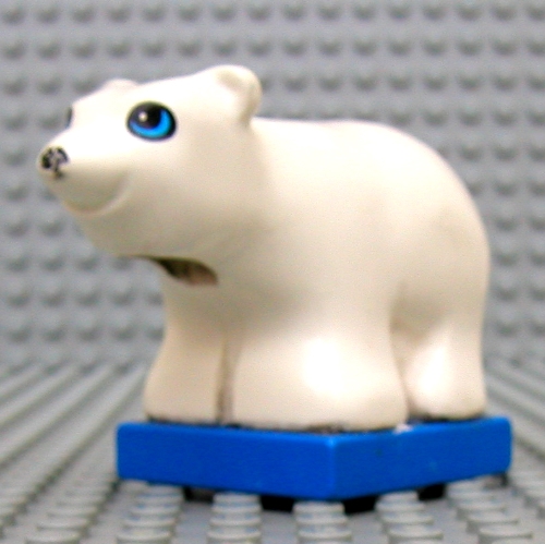 Duplo Animal Polar Bear Cub on Blue Base, Round Eyes Weiß