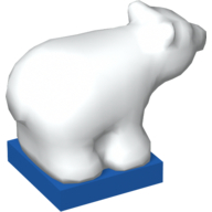 Duplo Animal Polar Bear Cub on Blue Base, Squared Eyes Weiß