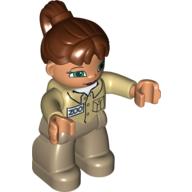 Duplo Figure with Ponytail Reddish Brown, Zoo Shirt Tan