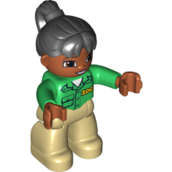 Duplo Figur mit Pferdeschwanz schwarz, mit dunkelorangem Gesicht - Zoo-Shirt