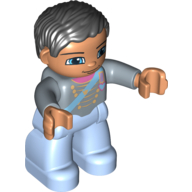 Duplo Figure with Parted Wavy Hair Black (Prince) Sand Blue