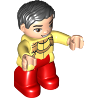 Duplo Figure with Parted Wavy Hair Black, with Light Nougat Face (Cinderella's Prince Charming) Bright Light Yellow