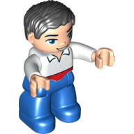 Duplo Figure with Parted Wavy Hair Black (Prince Eric) White