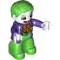 Duplo Figure with Parted Wavy Hair Bright Green, with White Face - Joker Dark Purple