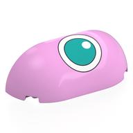 Brick Round, Curved 2 × 4 × 2, Half, No Studs, Dark Turquoise Jigglypuff Left Eye Print Leuchtrosa
