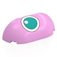 Brick Round, Curved 2 × 4 × 2, Half, No Studs, Dark Turquoise Jigglypuff Right Eye Print Bright Pink